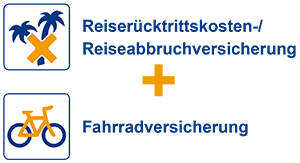 Reiserücktrittskosten-/Reiseabbruchversicherung + Fahrradversicherung