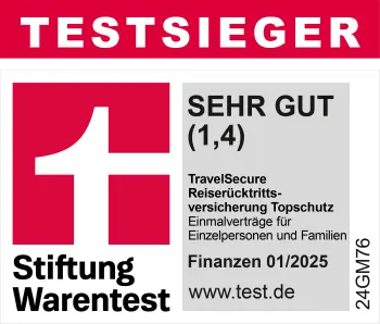 image Reiserücktritt­sversicherung Testsieger Finanztest 2025 SEHR GUT