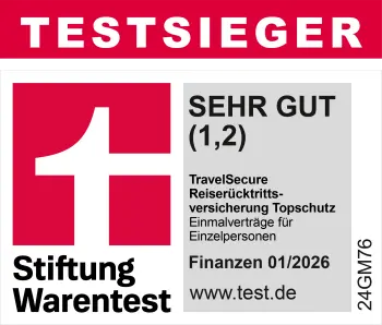 Finanztest 2026 Testsieger Reiserücktrittsversicherung Einzelperson 