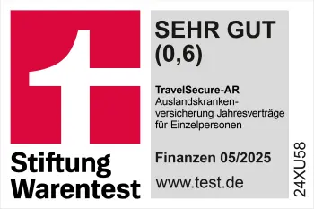 Siegel Finanztest Auslandskrankenversicherung für Einzelpersonen 2025