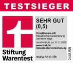 Siegel Finanztest 2025 Auslandsreisekrankenversicherung Familie und Einzelpersonen Sehr Gut