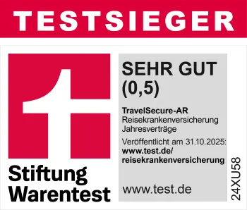 Siegel Finanztest Testsieger Reisekrankenversicherung Jahresverträge 2025