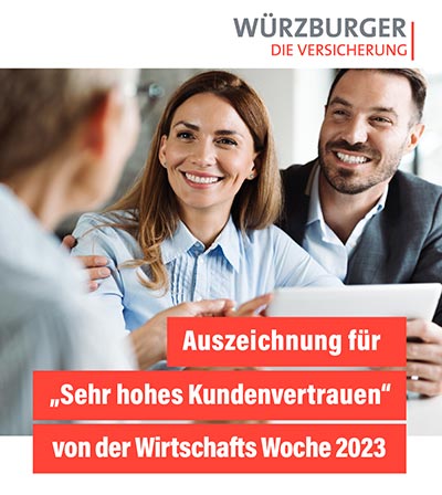 WirtschaftsWoche Qualitätssiegel: SEHR HOHES Kundenvertrauen 2023 | Würzburger Versicherungs-AG
