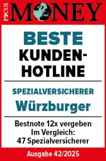 Siegel Focus Money | BESTE KUNDENHOTLINE 2025 | TravelSecure / Würzburger Versicherungs-AG