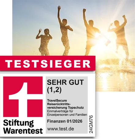 Grafik Testsieger Finanztest Stiftung Warentest Reiserücktritt Jahresreiseversicherung