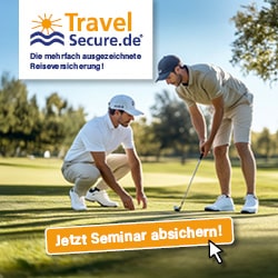 TravelSecure Bannerwerbung Seminar Golf: Jetzt Seminar absichern!